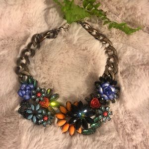 Zara Cluster Crystal Flower Statement Necklace
